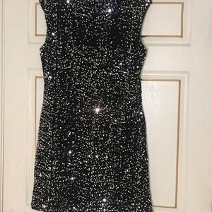 Sparkling Black Sequin Mini Dress - Sleek Evening Style